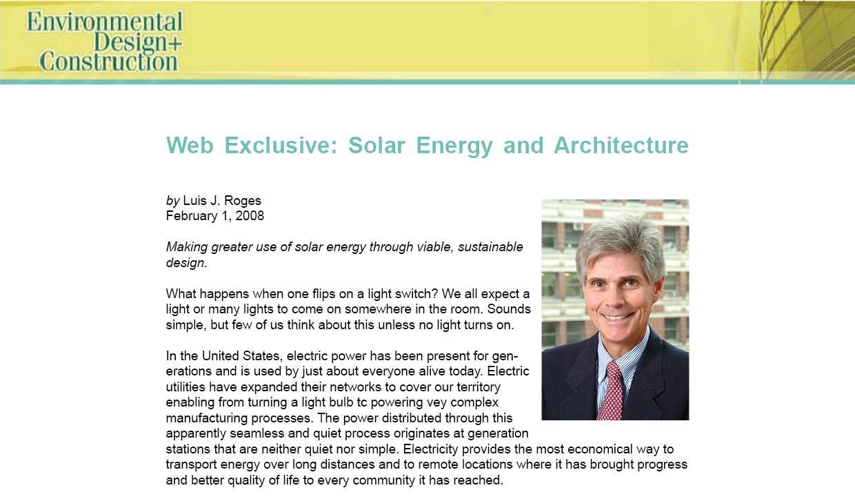 Solar Energy and Architecture | Environmental Design + Construction