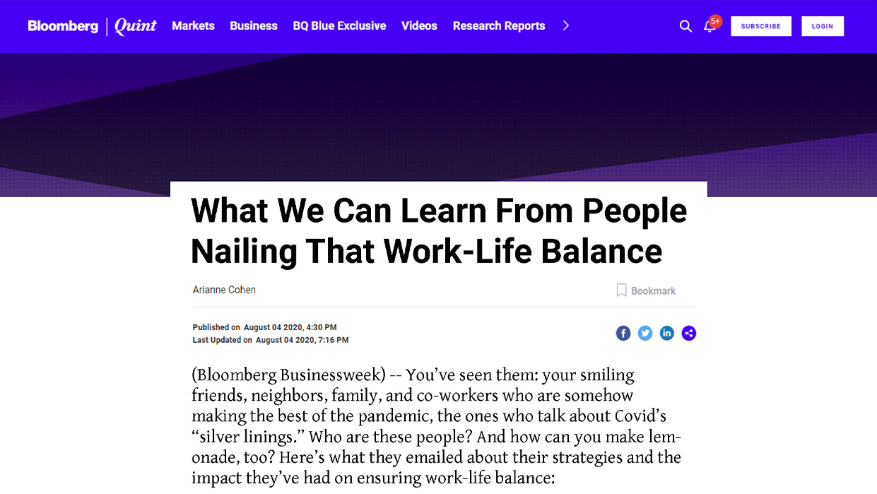 What We Can Learn From People Nailing That Work Life Balance | Bloomberg
