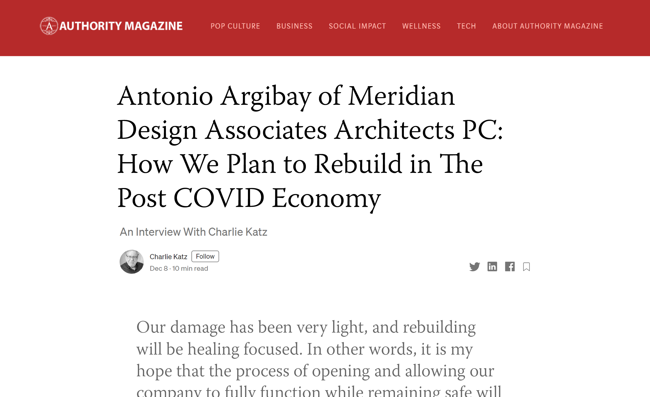 How We Plan to Rebuild in the Post-Covid Economy | Authority Magazine