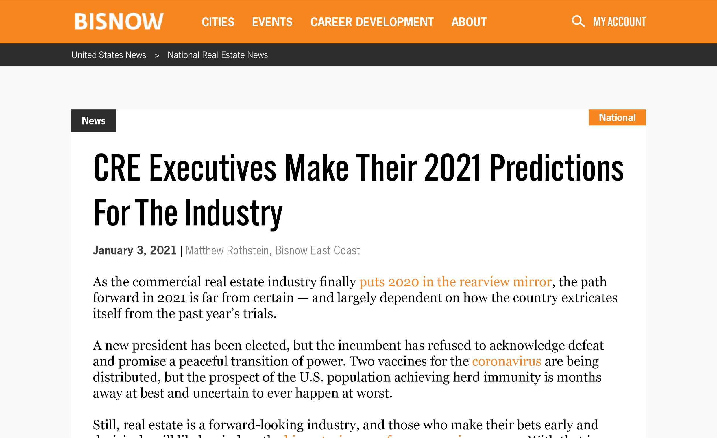 CRE Executives Make Their 2021 Predictions for the Industry | Bisnow